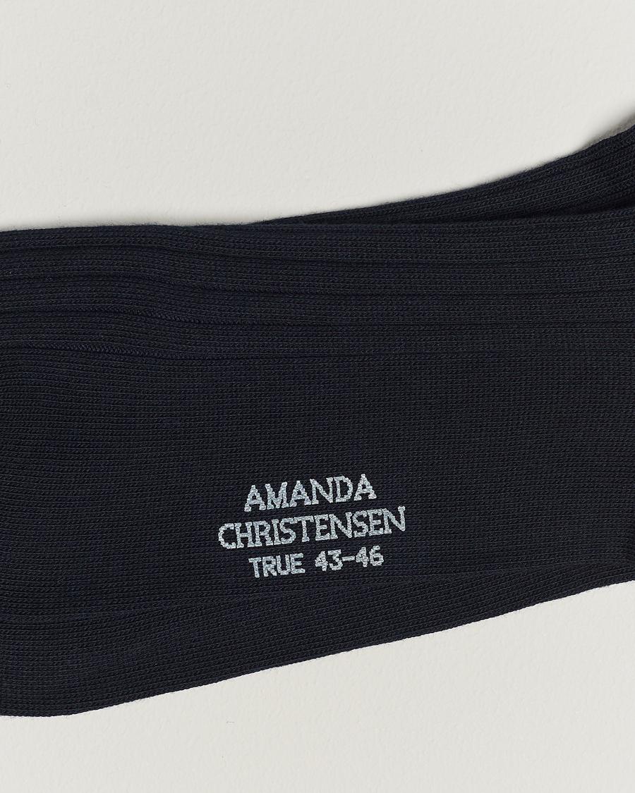 Heren | Ondergoed | Amanda Christensen | 3-Pack True Cotton Ribbed Socks Dark Navy