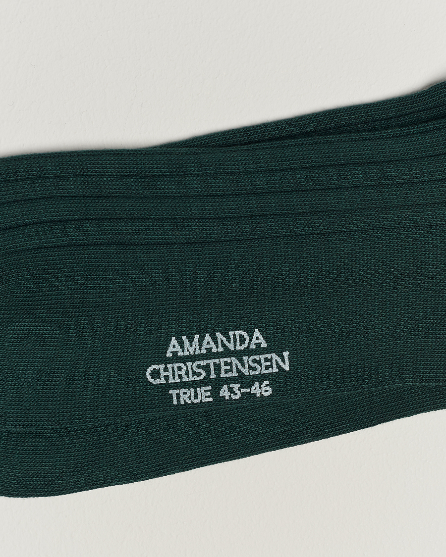 Heren |  | Amanda Christensen | 3-Pack True Cotton Ribbed Socks Bottle Green
