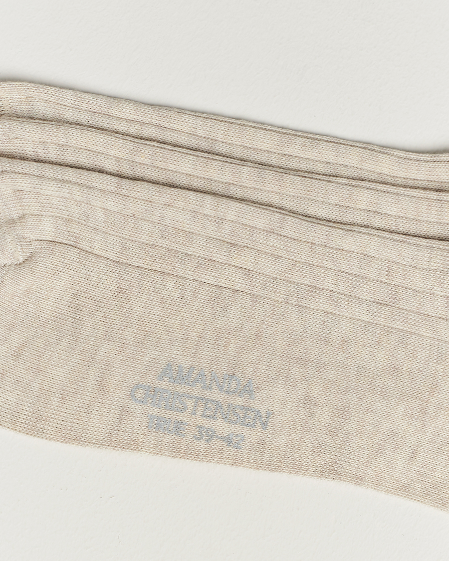 Heren | Kleding | Amanda Christensen | 3-Pack True Cotton Ribbed Socks Sand Melange