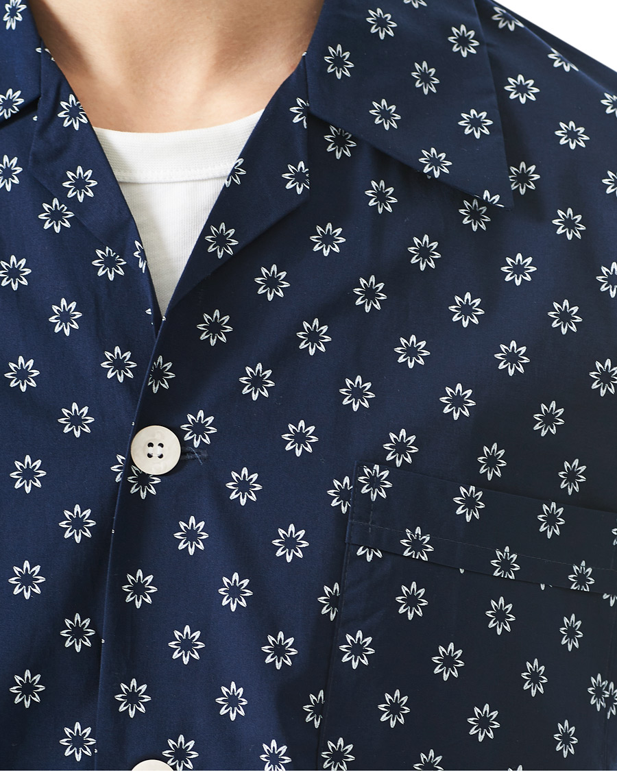 Heren | Pyjama's en gewaden | Derek Rose | Shortie Printed Cotton Pyjama Set Navy