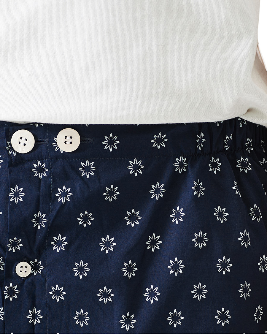 Heren | Pyjama's en gewaden | Derek Rose | Shortie Printed Cotton Pyjama Set Navy