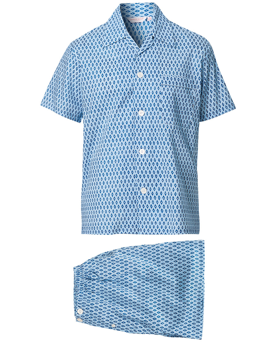 Heren | Pyjama's en gewaden | Derek Rose | Shortie Printed Cotton Pyjama Set Blue