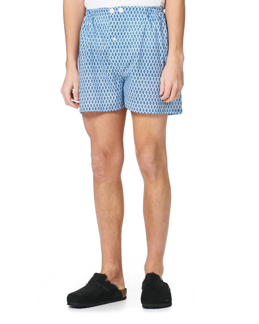 Heren | Pyjama's en gewaden | Derek Rose | Shortie Printed Cotton Pyjama Set Blue