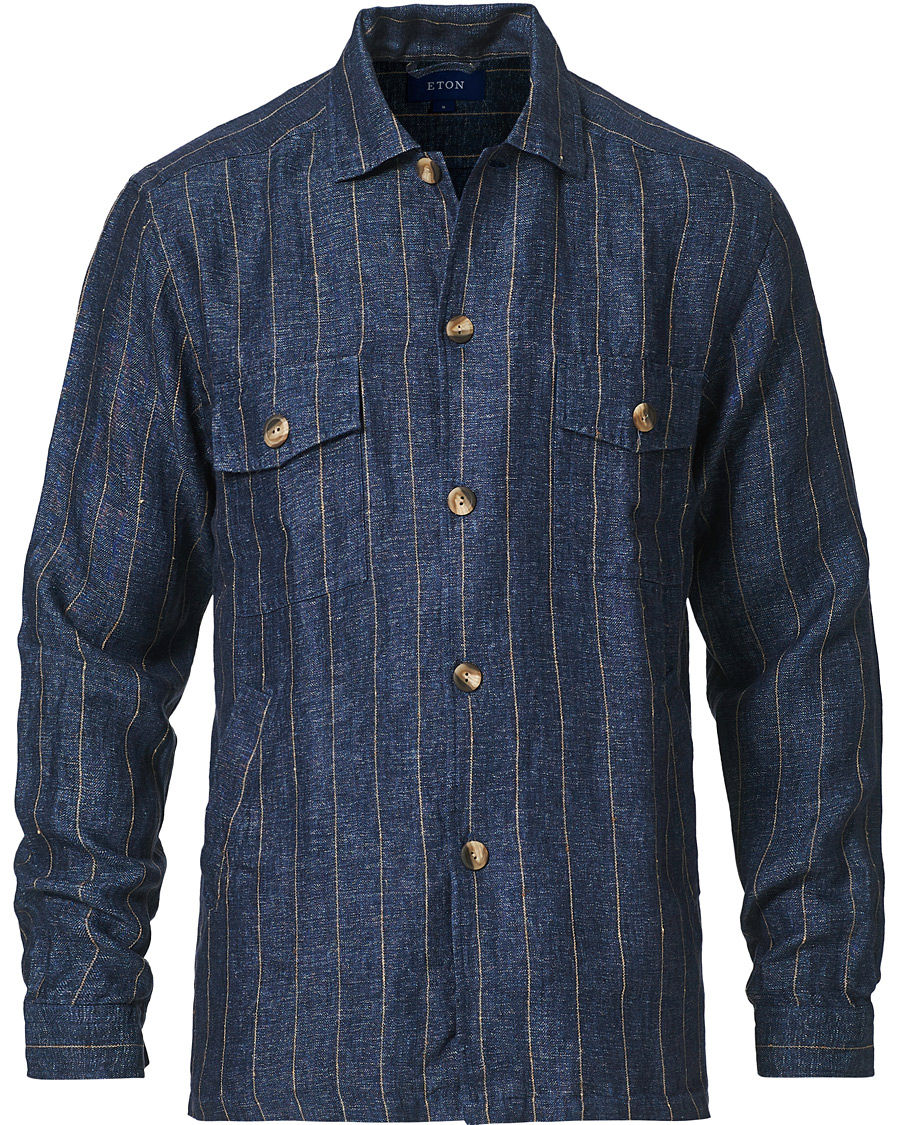 Heren | Overhemden | Eton | Linen Twill Overshirt Navy