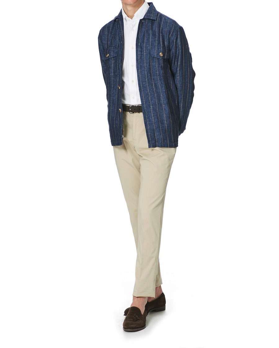 Heren | Overhemden | Eton | Linen Twill Overshirt Navy