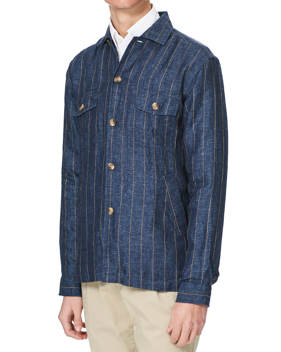 Heren | Overhemden | Eton | Linen Twill Overshirt Navy