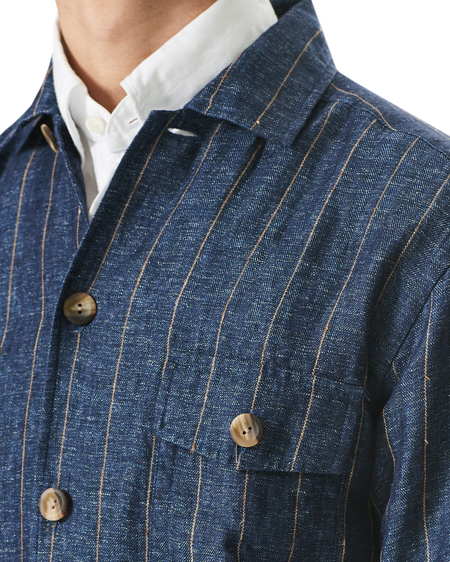 Heren | Overhemden | Eton | Linen Twill Overshirt Navy