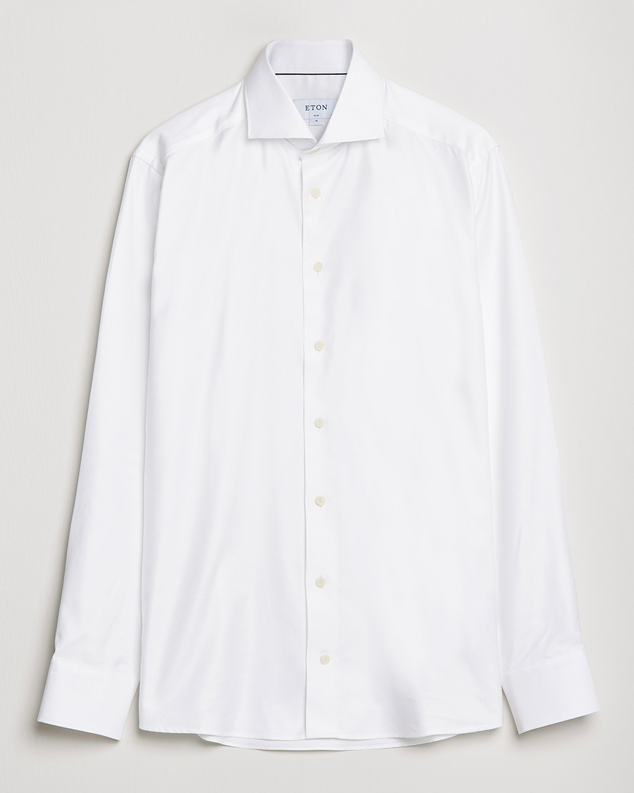 Heren | Overhemden | Eton | Cotton Lyocell Stretch Wide Spread Shirt White