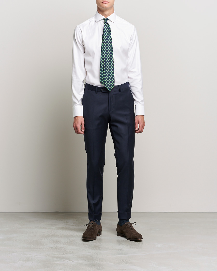 Heren | Overhemden | Eton | Cotton Lyocell Stretch Wide Spread Shirt White