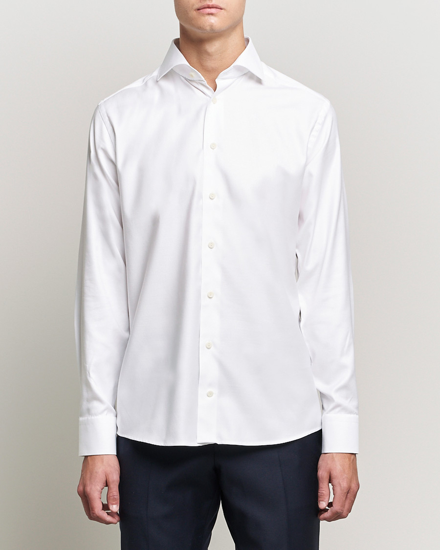 Heren | Overhemden | Eton | Cotton Lyocell Stretch Wide Spread Shirt White