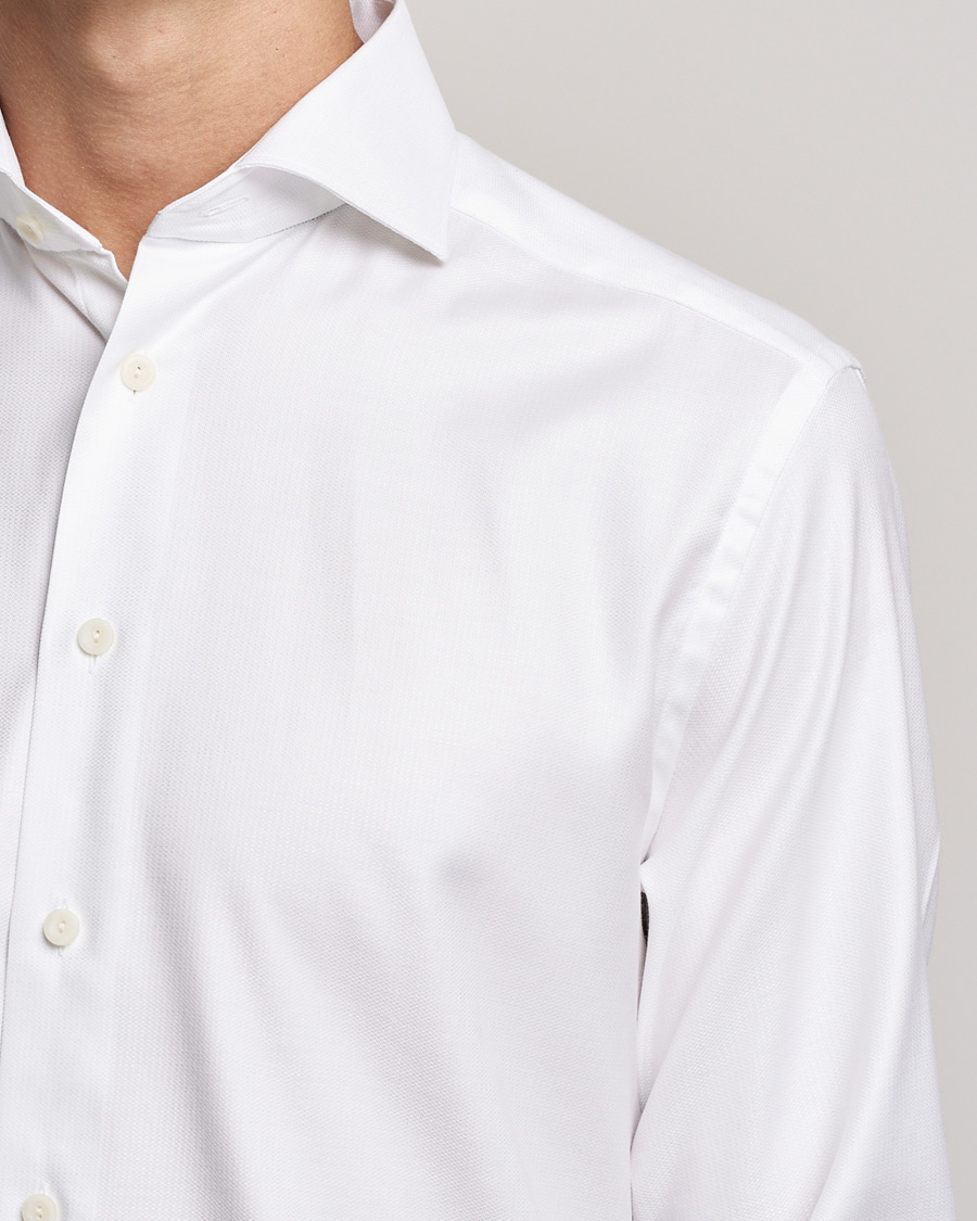 Heren | Overhemden | Eton | Cotton Lyocell Stretch Wide Spread Shirt White