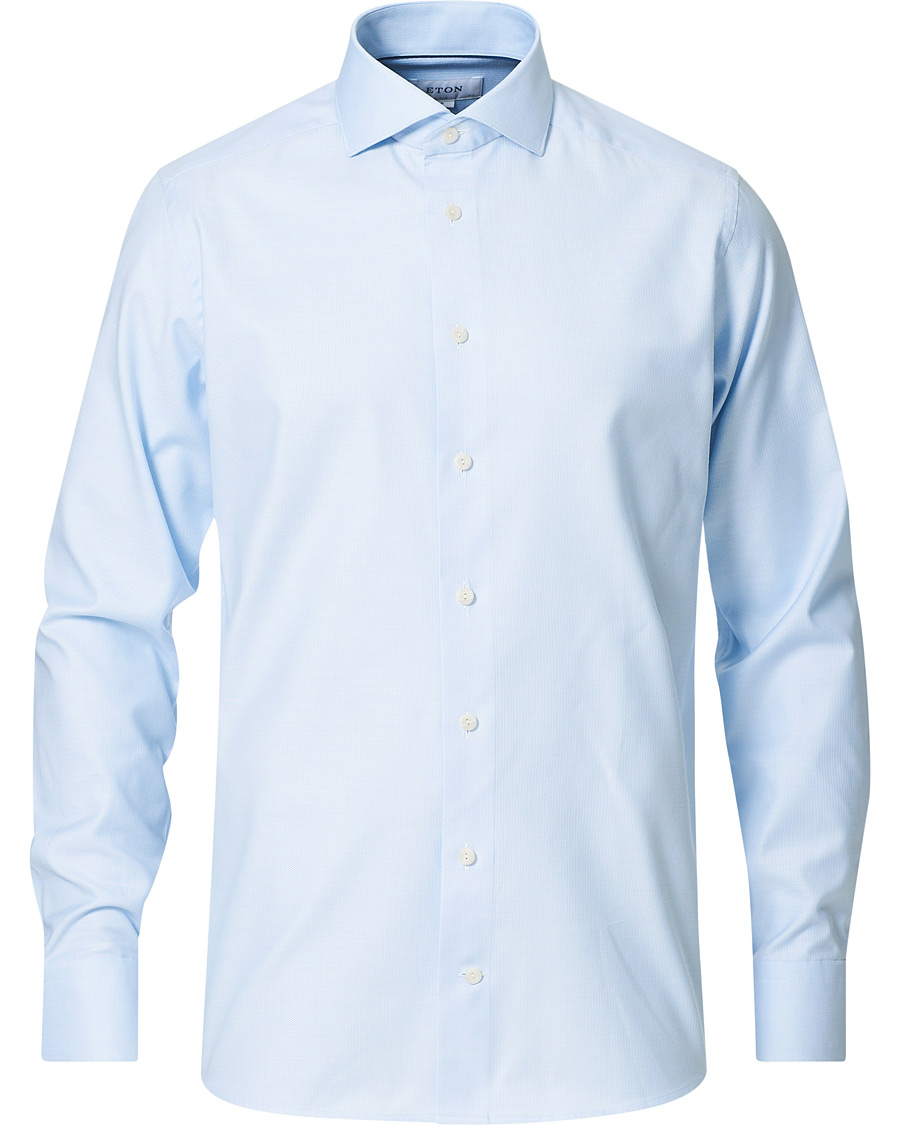 Heren | Overhemden | Eton | Cotton Lyocell Stretch Wide Spread Shirt Light Blue