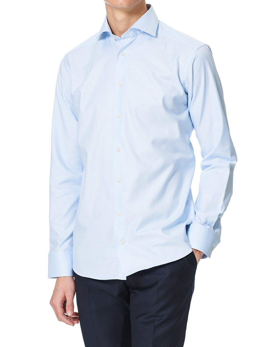 Heren | Overhemden | Eton | Cotton Lyocell Stretch Wide Spread Shirt Light Blue