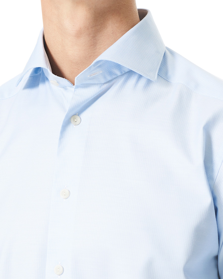 Heren | Overhemden | Eton | Cotton Lyocell Stretch Wide Spread Shirt Light Blue