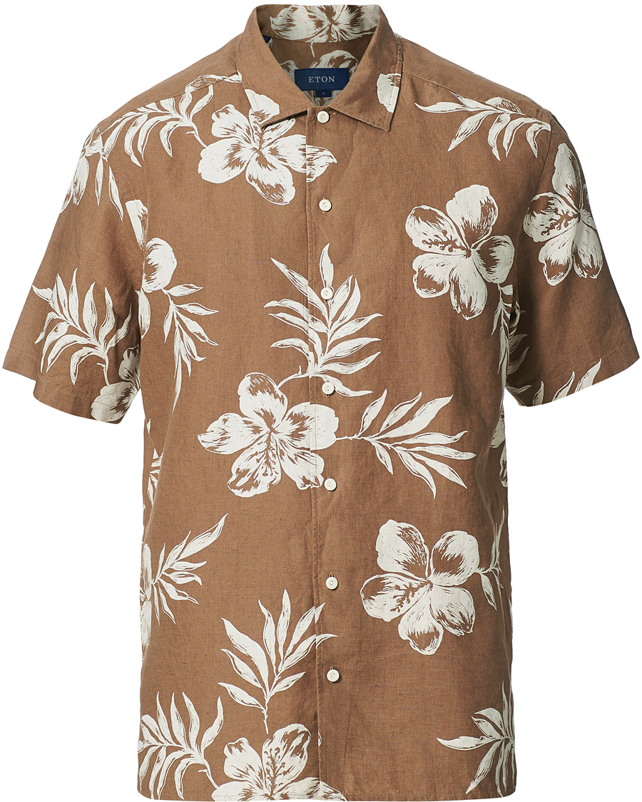 Heren | Overhemden | Eton | Linen Resort Short Sleeve Shirt Hibiscus