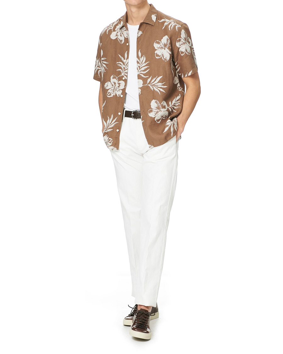 Heren | Overhemden | Eton | Linen Resort Short Sleeve Shirt Hibiscus