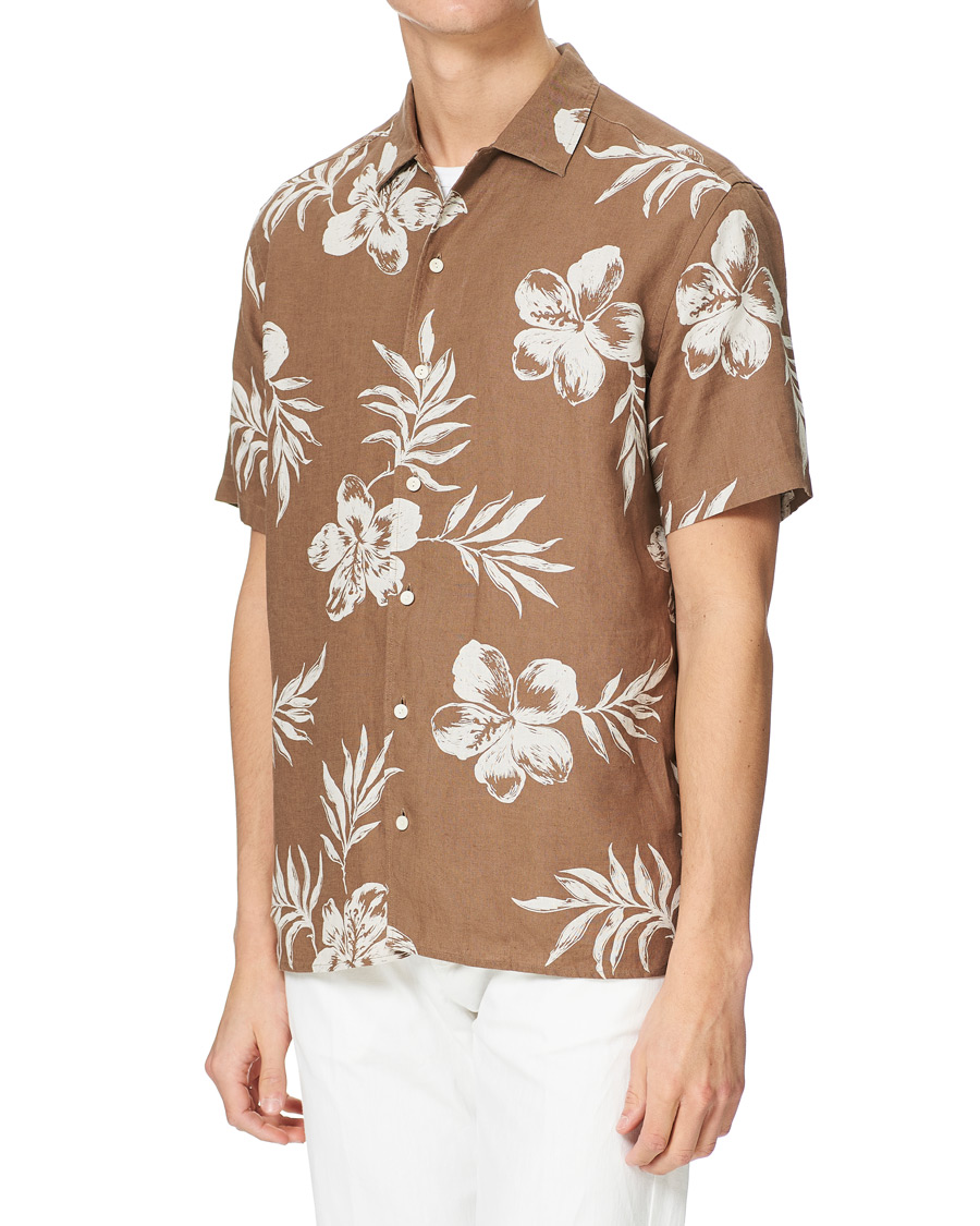 Heren | Overhemden | Eton | Linen Resort Short Sleeve Shirt Hibiscus