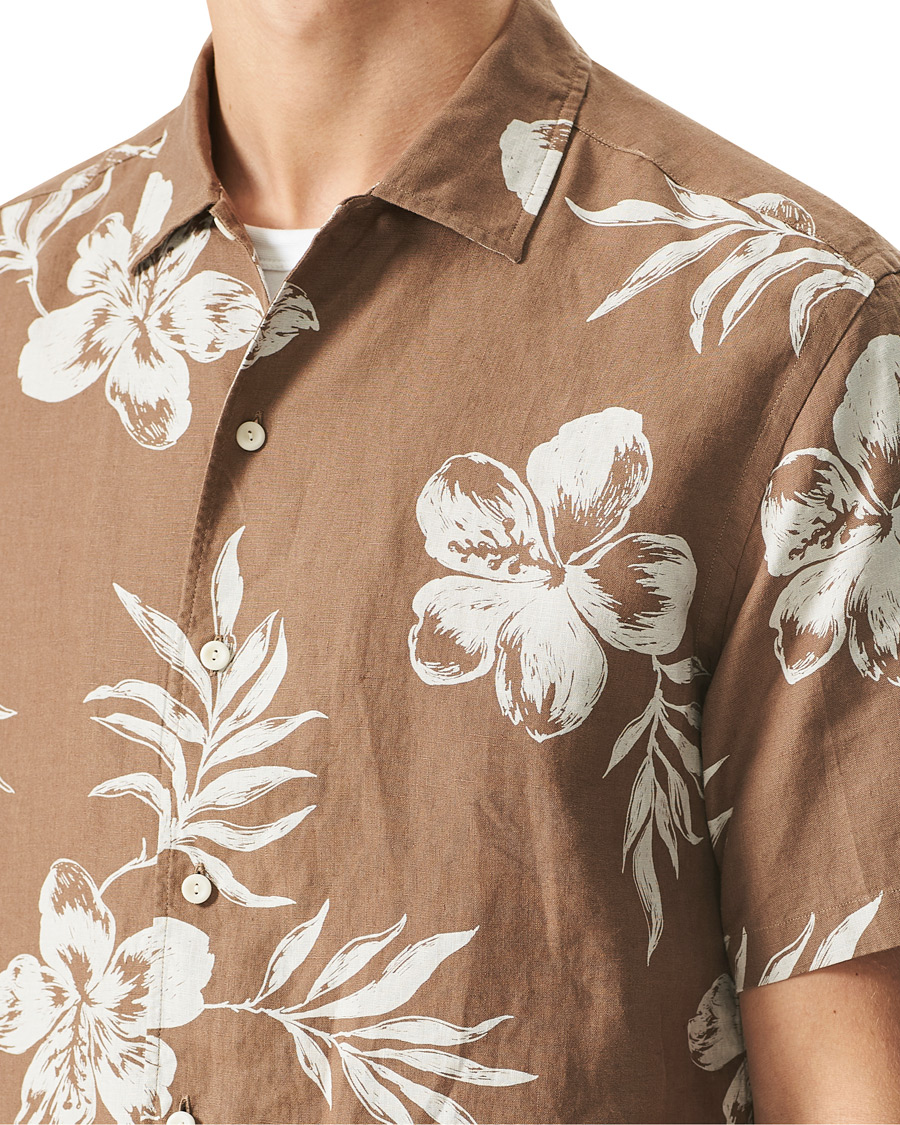 Heren | Overhemden | Eton | Linen Resort Short Sleeve Shirt Hibiscus