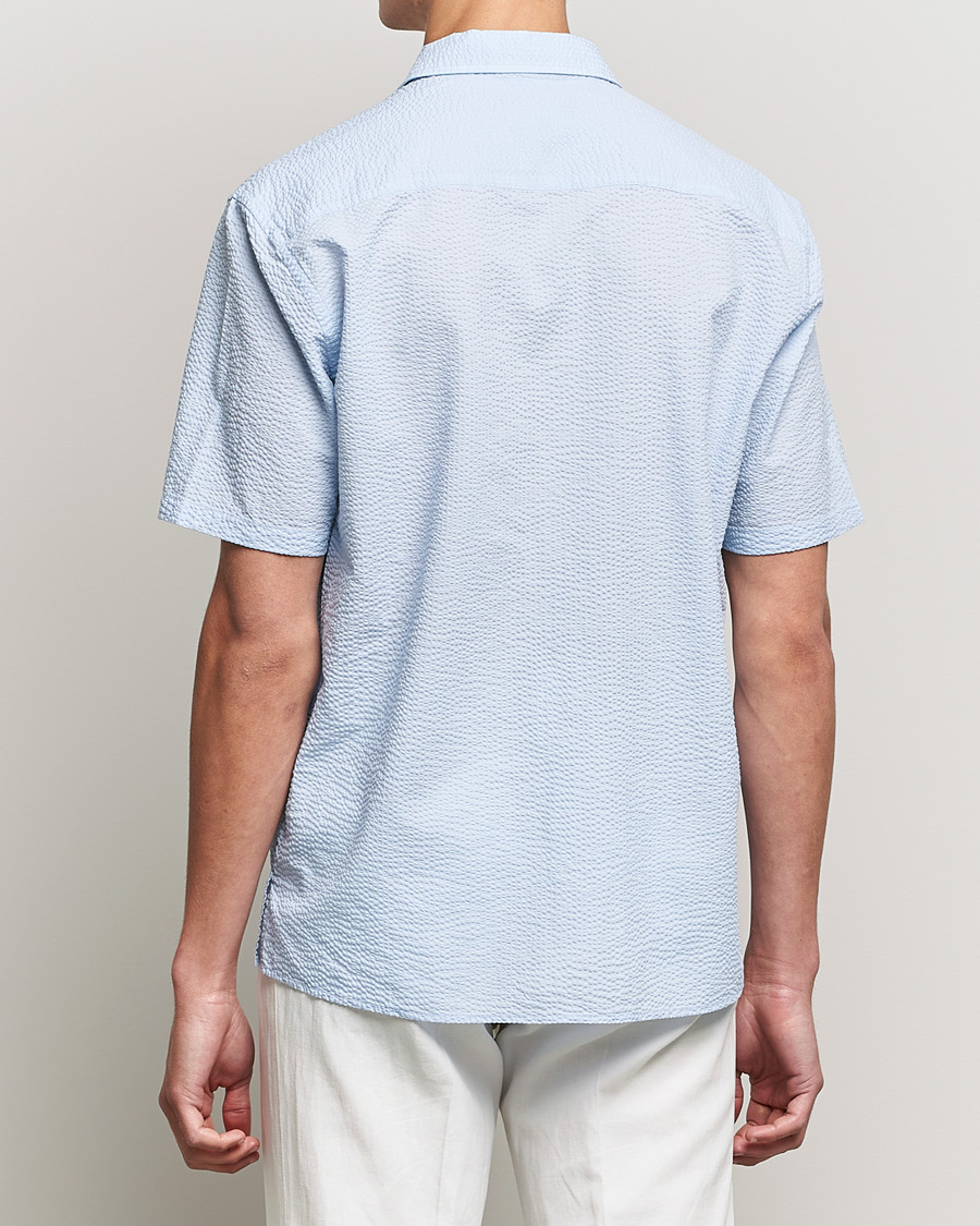 Heren | Overhemden | Eton | Seersucker Short Sleeve Shirt Light Blue