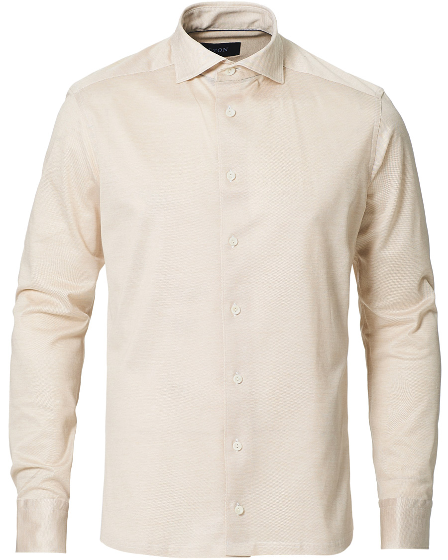 Heren | Overhemden | Eton | Oxford Piqué Shirt Beige