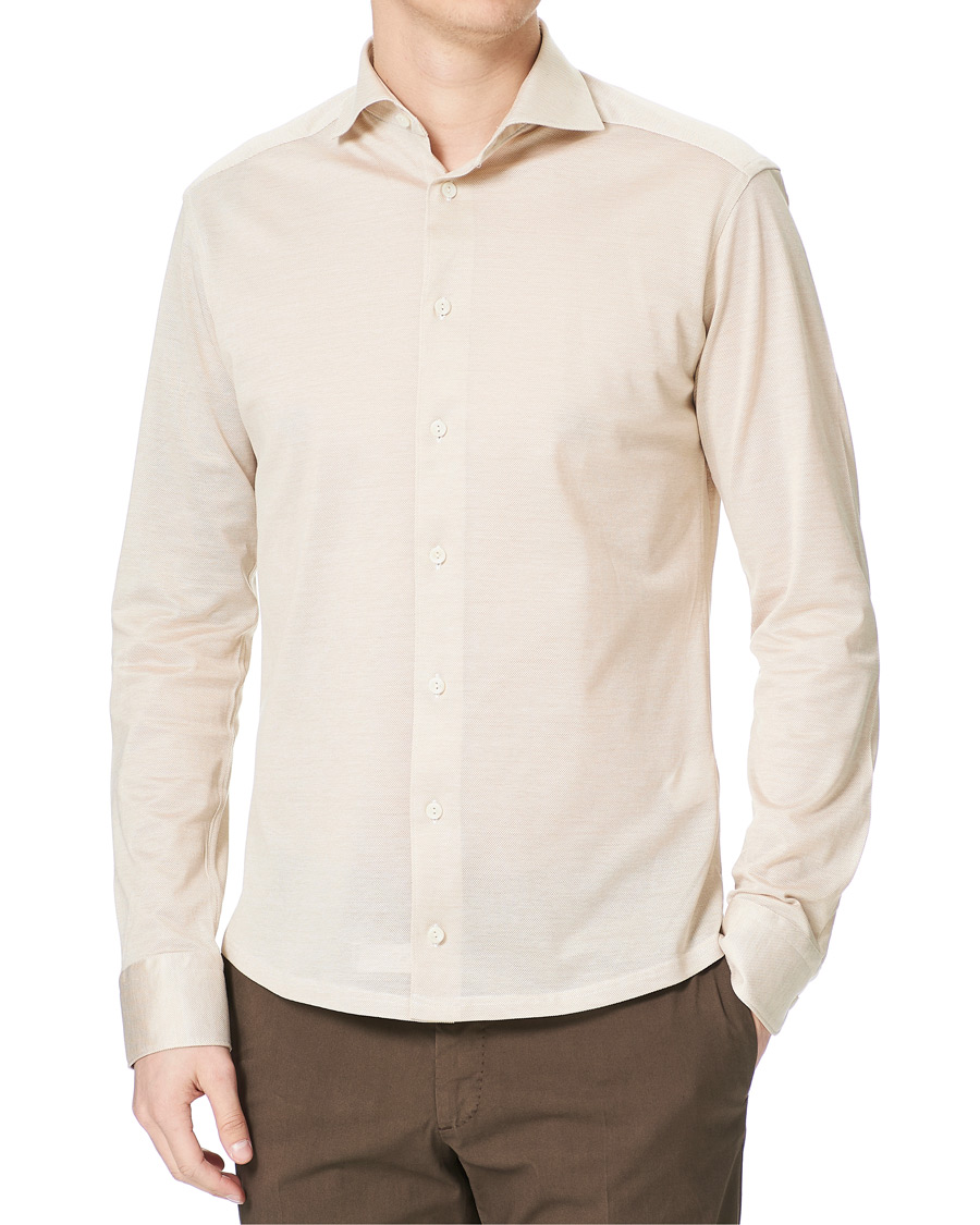 Heren | Overhemden | Eton | Oxford Piqué Shirt Beige