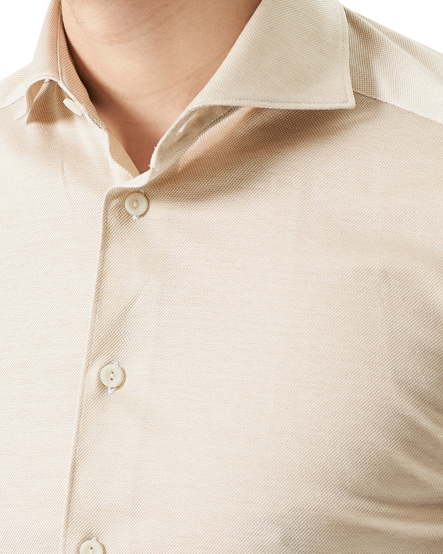 Heren | Overhemden | Eton | Oxford Piqué Shirt Beige