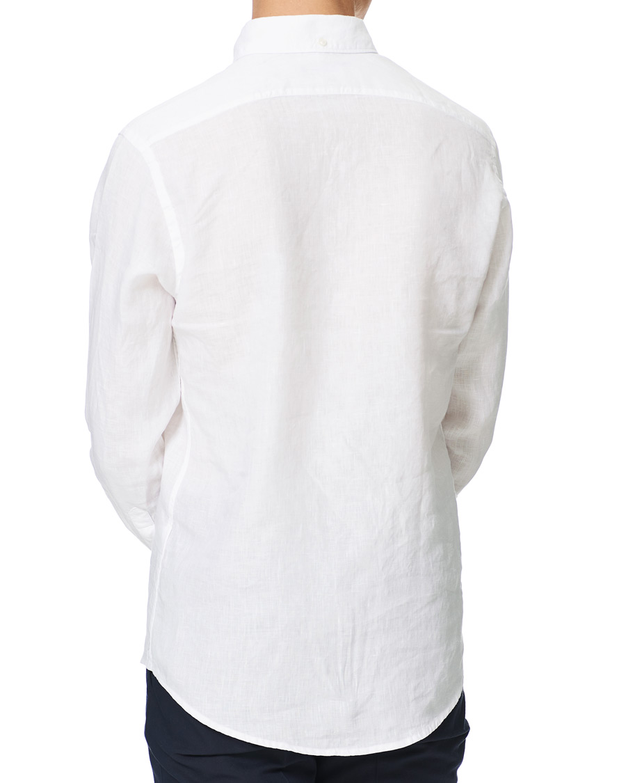 Heren | Overhemden | Eton | Slim Fit Button Down Linen Shirt White