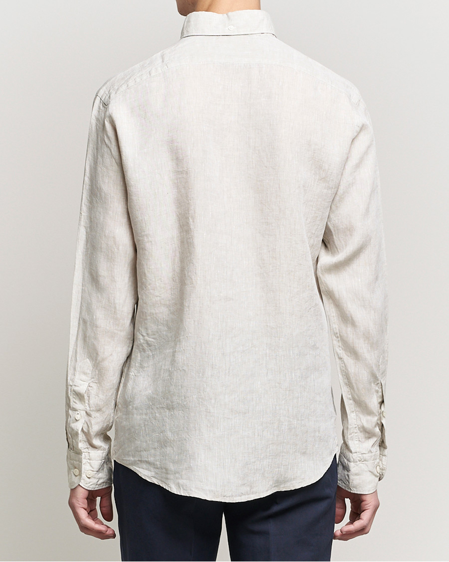 Heren | Overhemden | Eton | Slim Fit Button Down Linen Shirt Beige