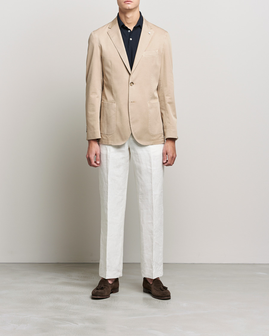 Heren | Blazers | L.B.M. 1911 | Jack Regular Fit Cotton Stretch Blazer Sand