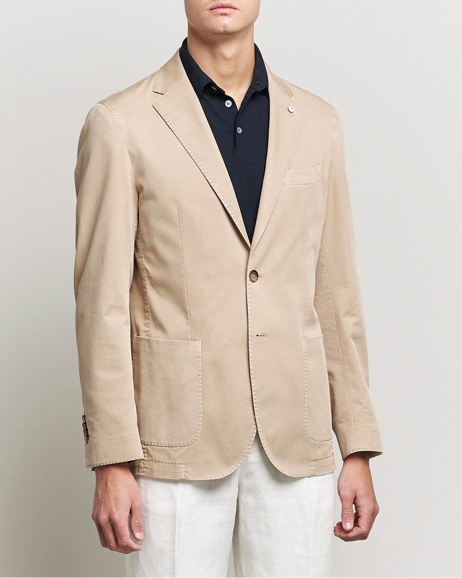 Heren | Blazers | L.B.M. 1911 | Jack Regular Fit Cotton Stretch Blazer Sand