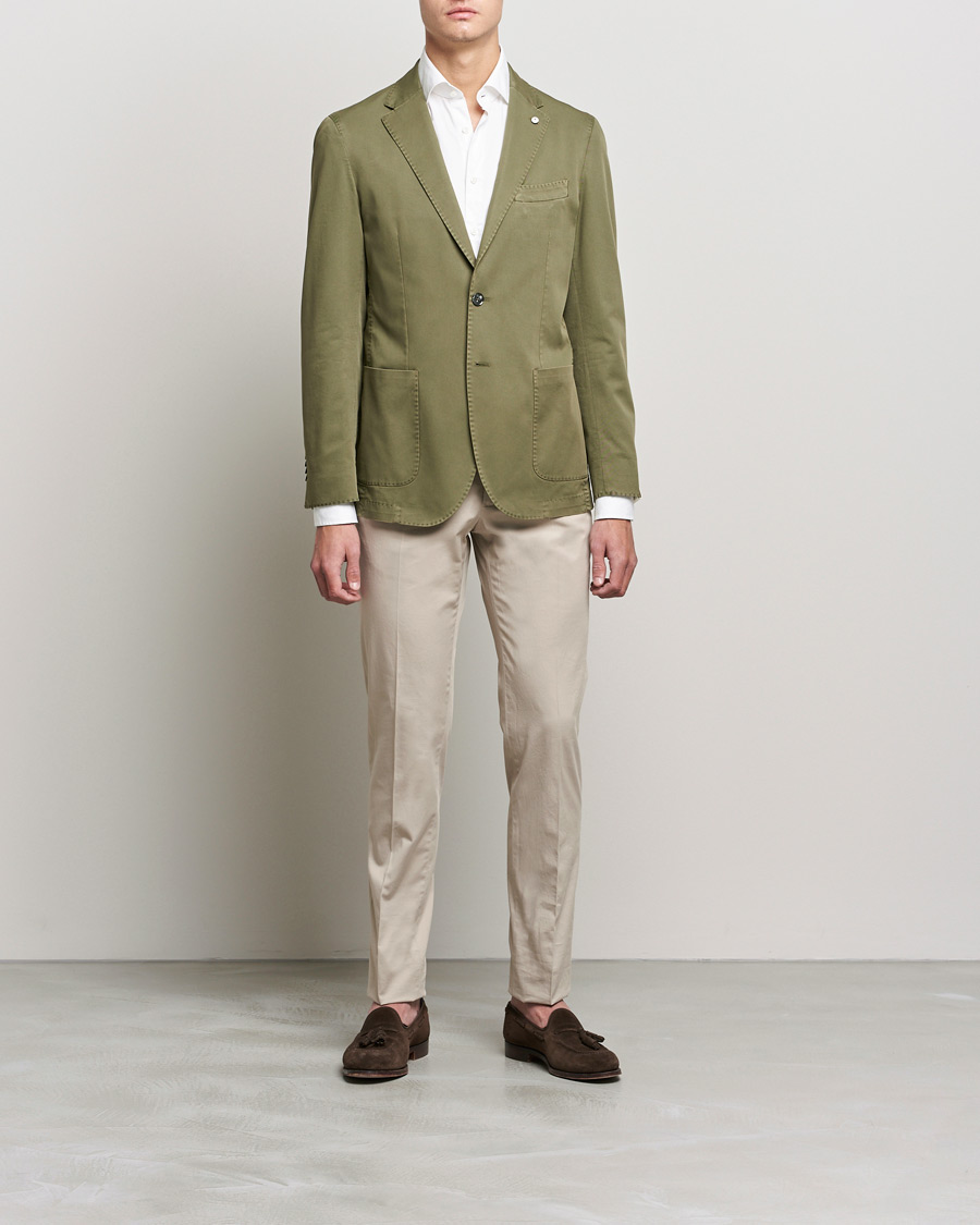 Heren | Blazers | L.B.M. 1911 | Jack Regular Fit Cotton Stretch Blazer Olive