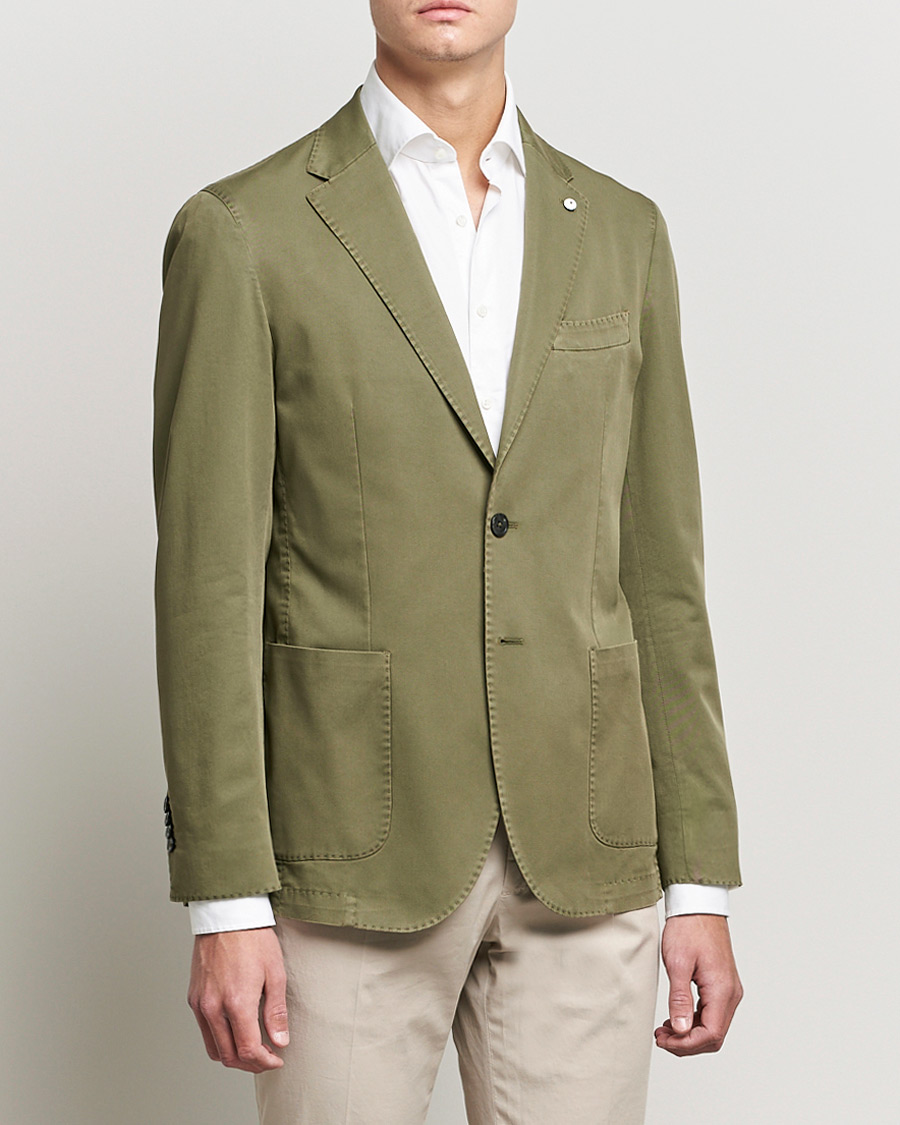 Heren | Blazers | L.B.M. 1911 | Jack Regular Fit Cotton Stretch Blazer Olive