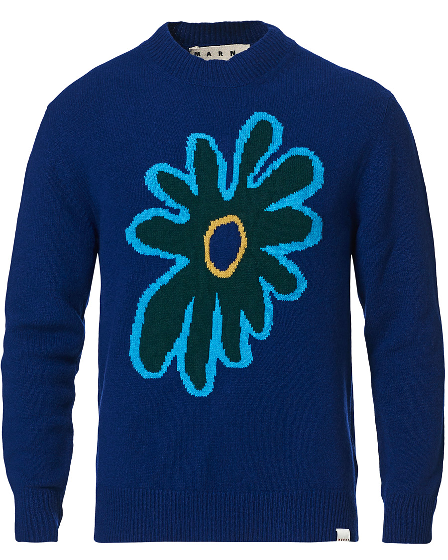 Heren | Truien | Marni | Cashmere Flower Sweater Dark Blue