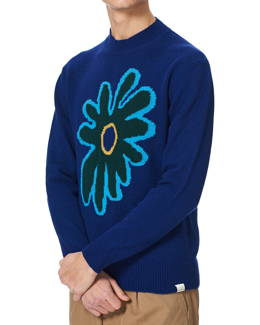 Heren | Truien | Marni | Cashmere Flower Sweater Dark Blue