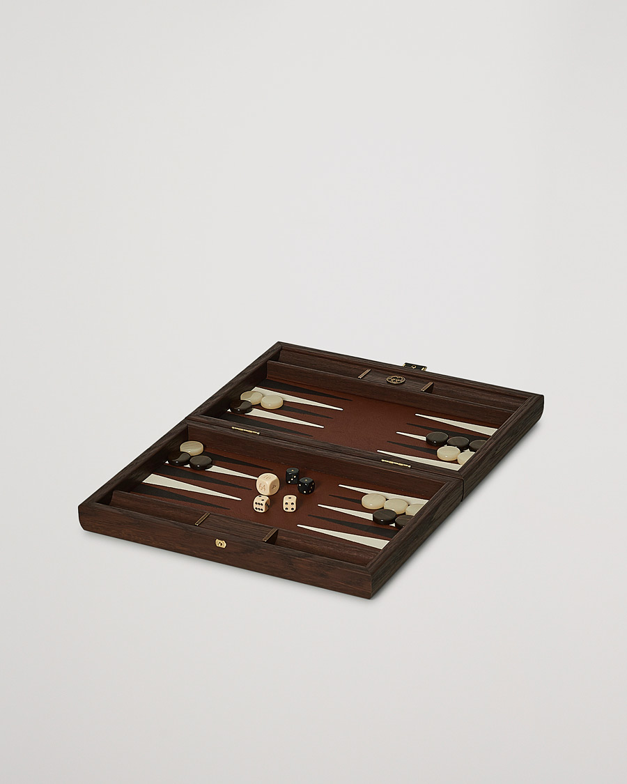 Heren | Spellen | Manopoulos | Small Leatherette Backgammon Set Caramel Brown