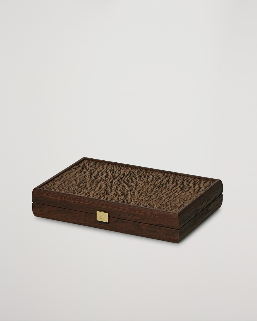 Heren | Spellen | Manopoulos | Small Leatherette Backgammon Set Caramel Brown