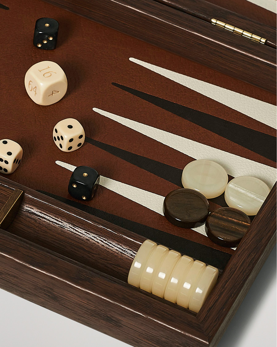 Heren | Spellen | Manopoulos | Small Leatherette Backgammon Set Caramel Brown