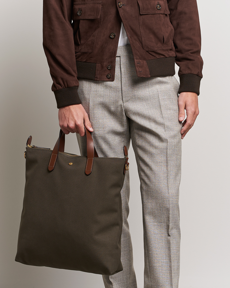 Heren | Draagtassen | Mismo | M/S Canvas Shopper Army/Cuoio