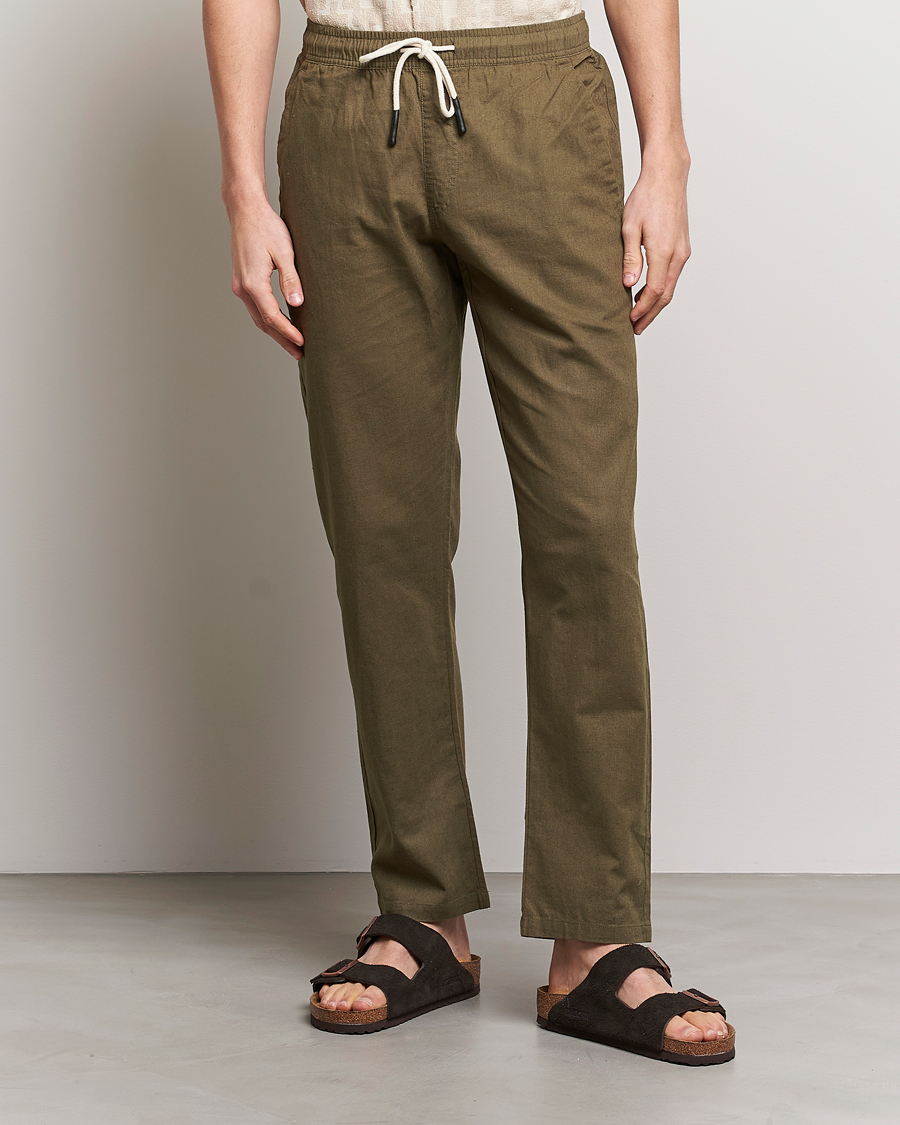 Heren | Broeken | OAS | Linen Long Pants Army