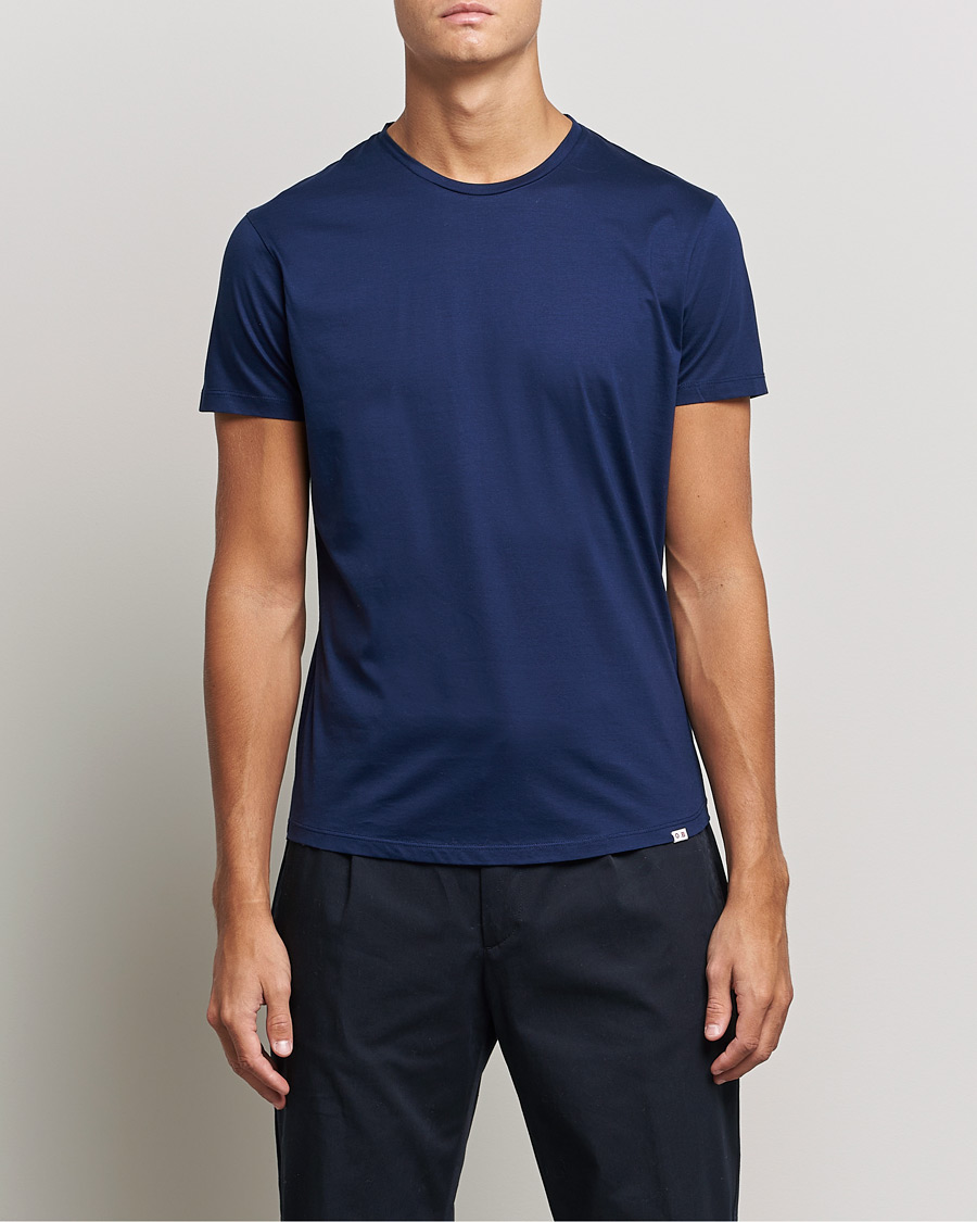 Heren | T-shirts | Orlebar Brown | OB Crew Neck Mercerised Cotton Tee Navy