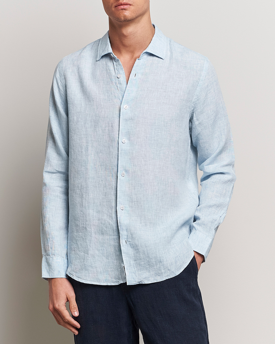 Heren |  | Orlebar Brown | Giles Linen CLS Shirt Pale Blue/White