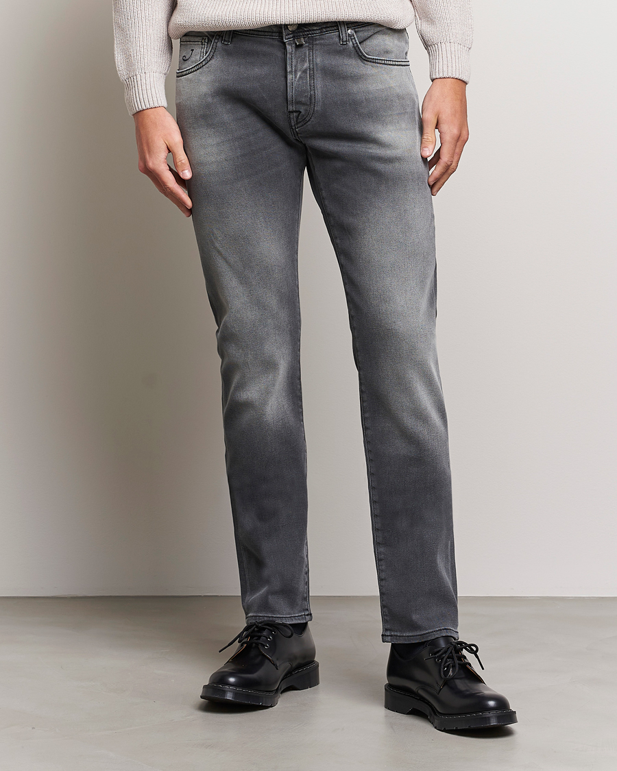 Heren | Grijze jeans | Jacob Cohën | Nick 622 Slim Fit Stretch Jeans Black Medium Wash