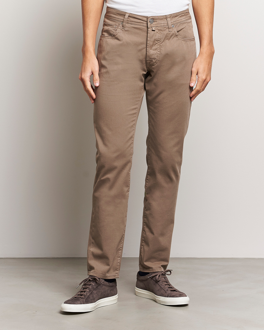 Heren |  | Jacob Cohën | Bard Garment Dyed Gabardine Trousers Khaki