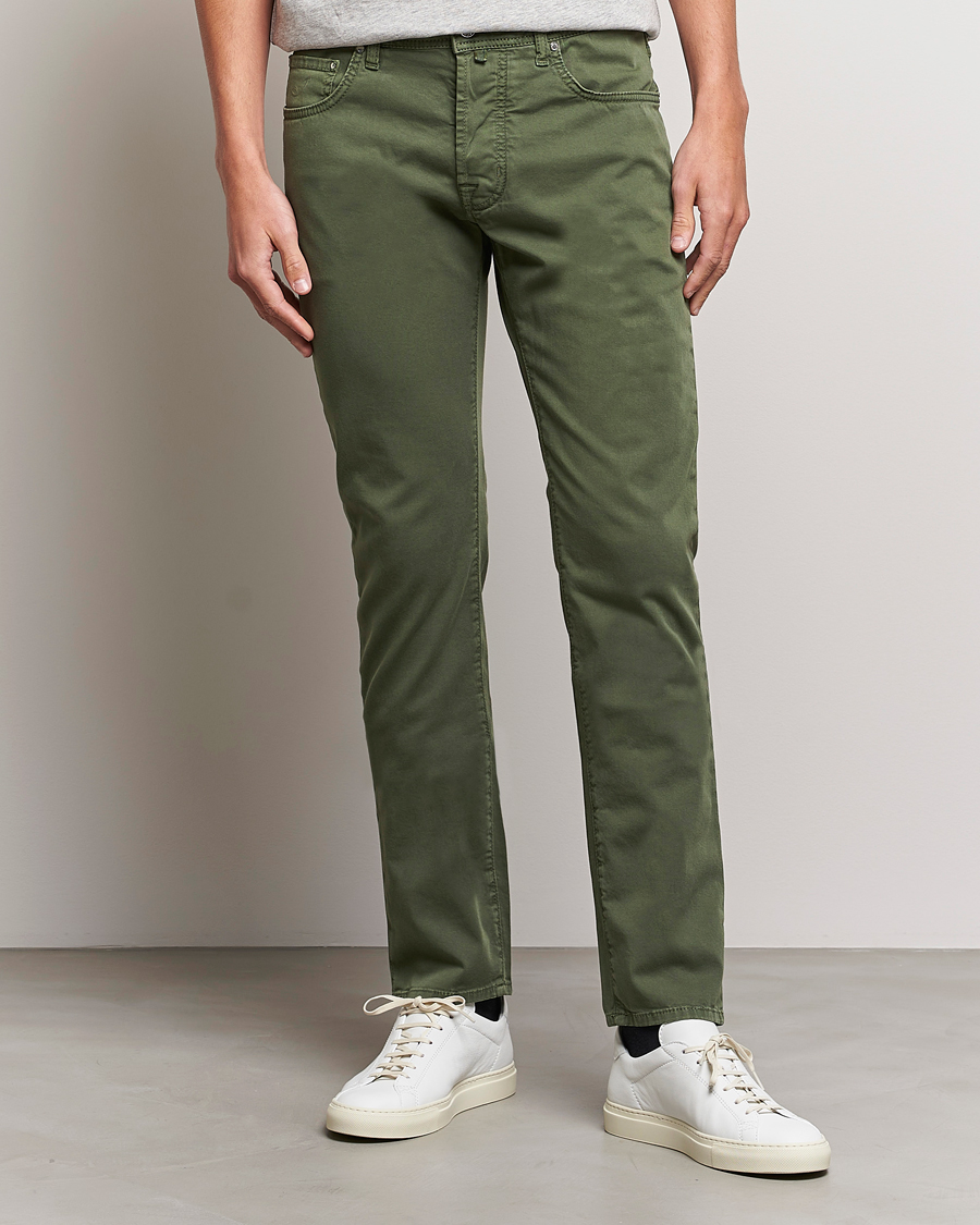 Heren | Afdelingen | Jacob Cohën | Bard Garment Dyed Gabardine Trousers Green