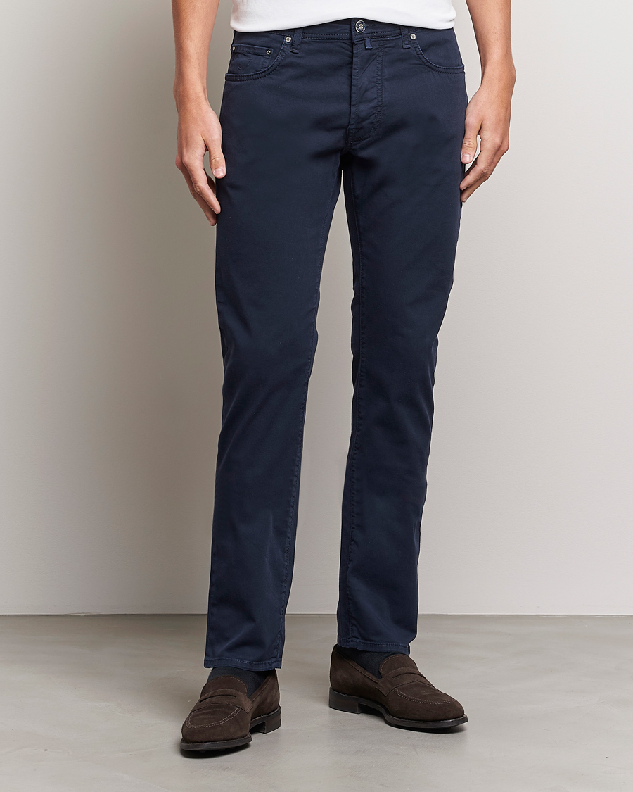 Heren | Italian Department | Jacob Cohën | Bard Garment Dyed Gabardine Trousers Navy