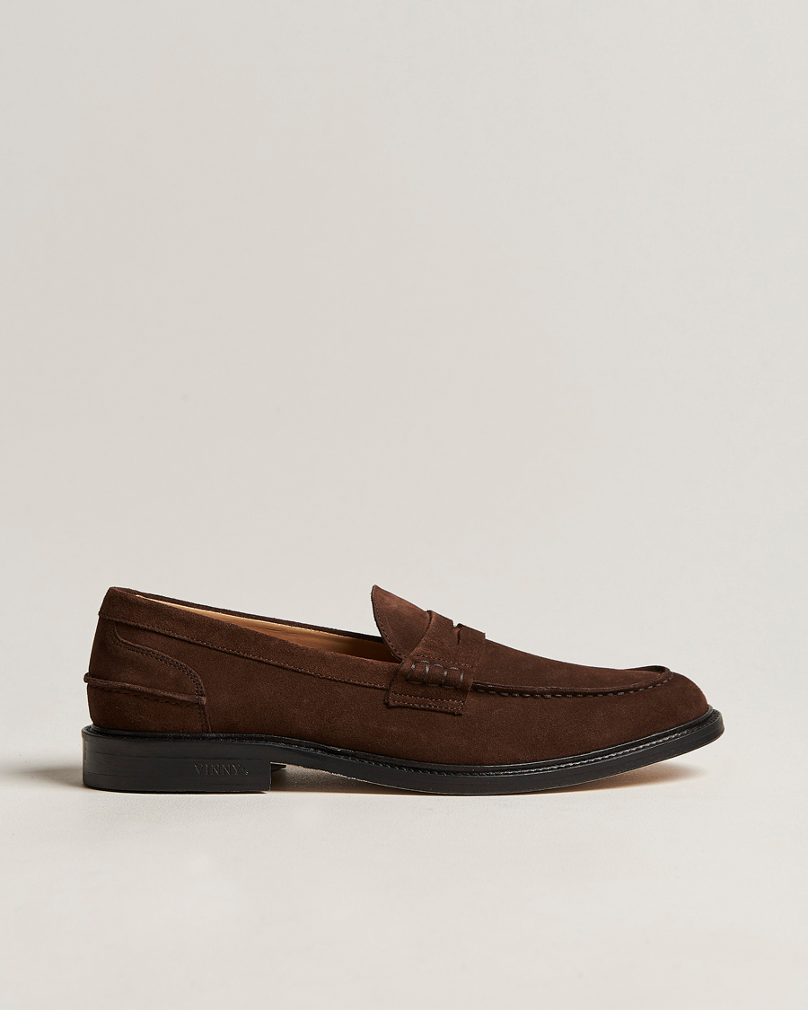 Heren | VINNY's Townee Penny Loafer Dark Brown Suede | VINNY's | Townee Penny Loafer Dark Brown Suede