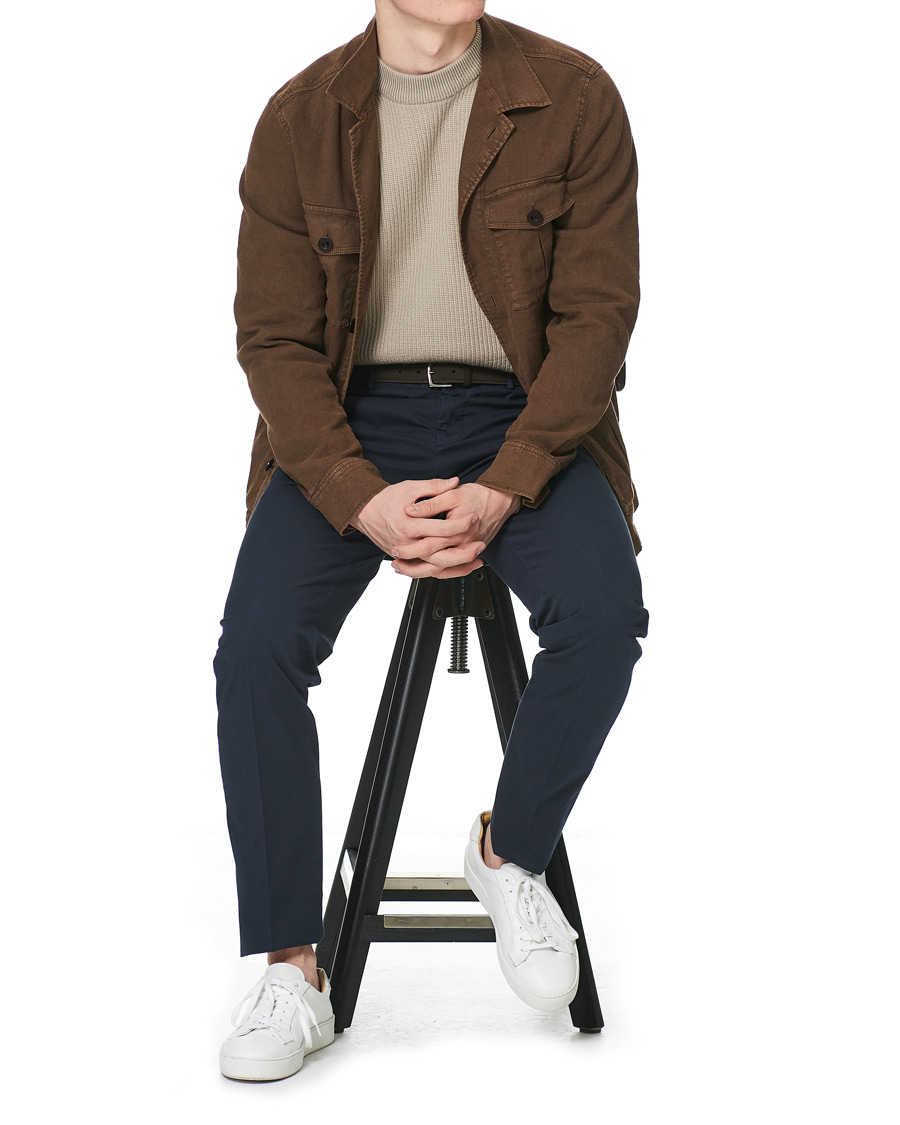 Heren | Overhemden | Oscar Jacobson | Linen Safari Shirt Jacket Brown