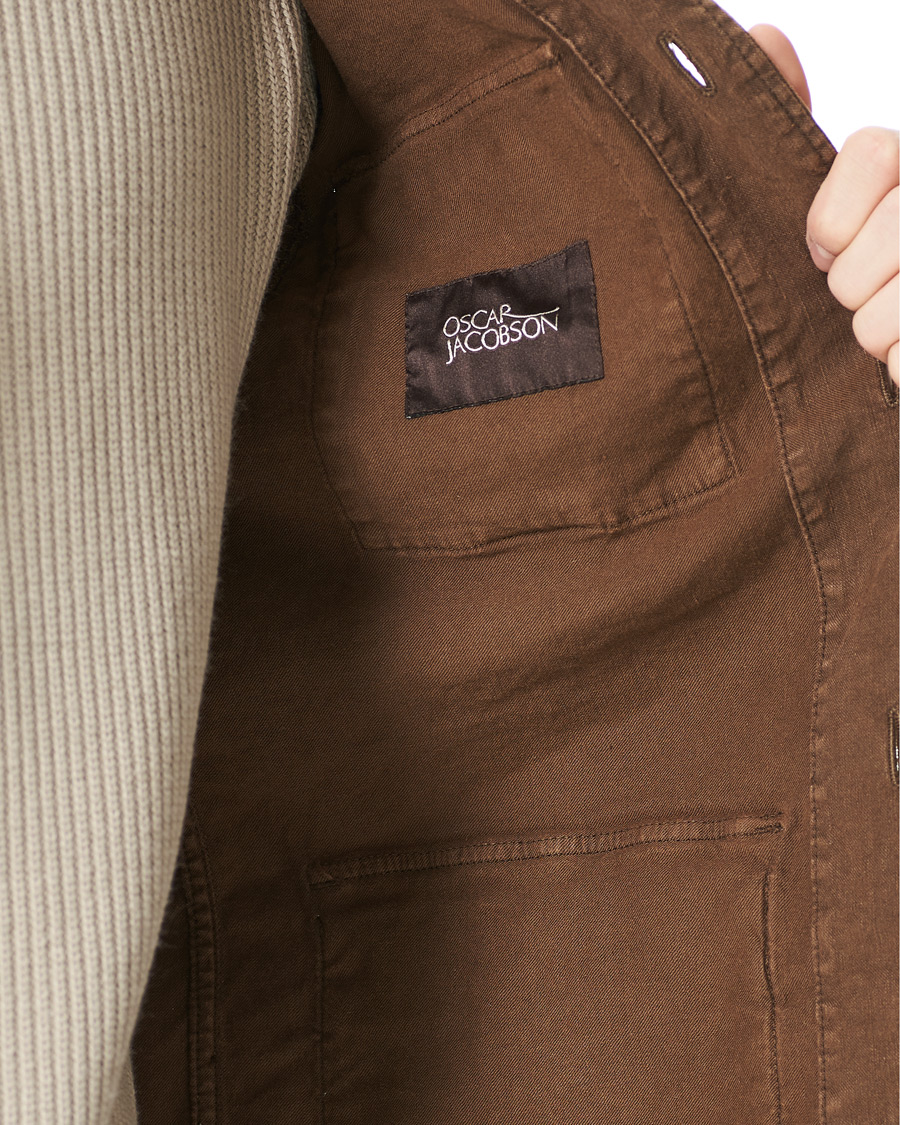 Heren | Overhemden | Oscar Jacobson | Linen Safari Shirt Jacket Brown