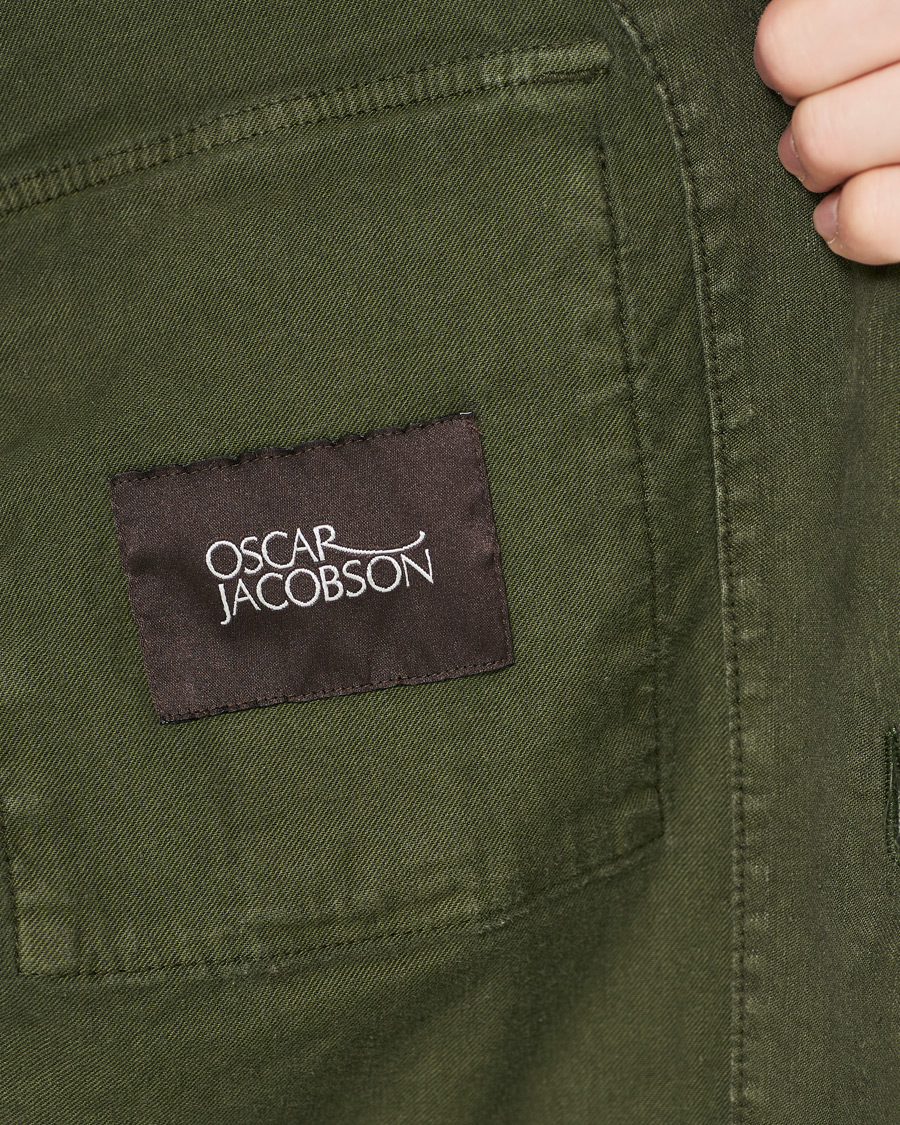 Heren | Overhemden | Oscar Jacobson | Linen Safari Shirt Jacket Olive