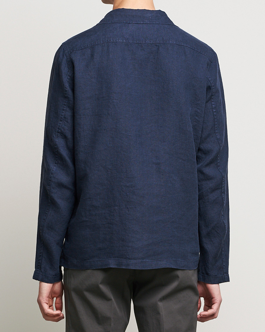 Heren | Overhemden | Oscar Jacobson | Holger Linnen Overshirt Navy